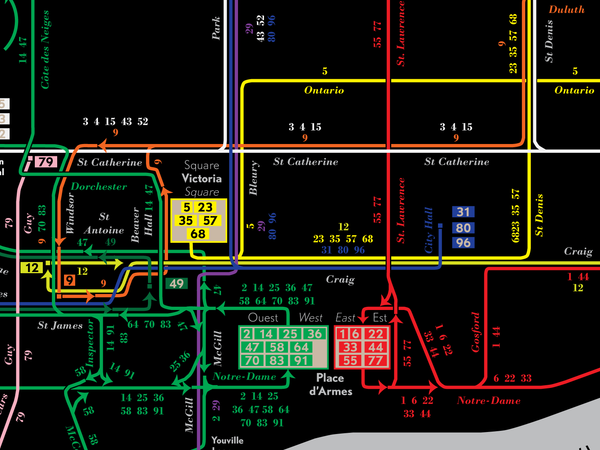 Montreal streetcar system map print, 1923