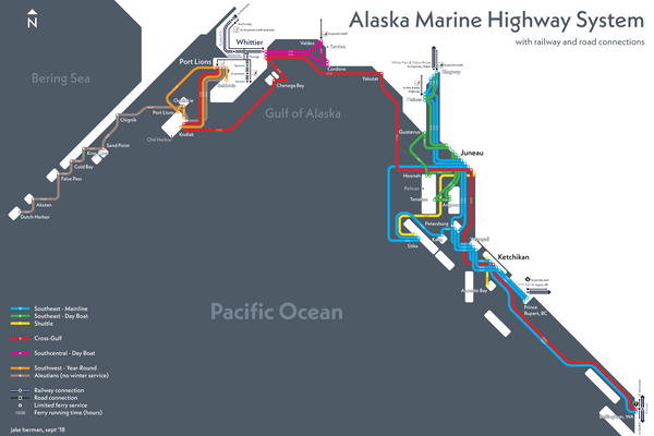 Alaska Marine Highway System map print