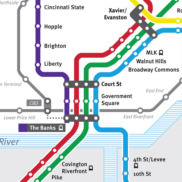 Cincinnati Metro Moves light rail proposal map, 2002