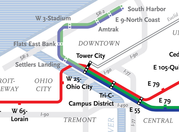 Cleveland RTA map print