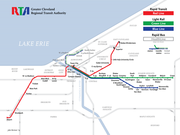 Cleveland RTA map print