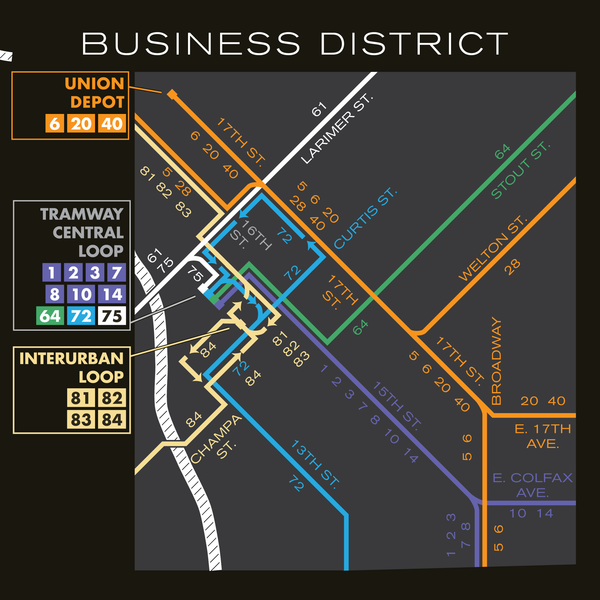 Denver Tramway Corporation system map, 1933