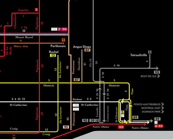 Montreal streetcar system map print, 1923