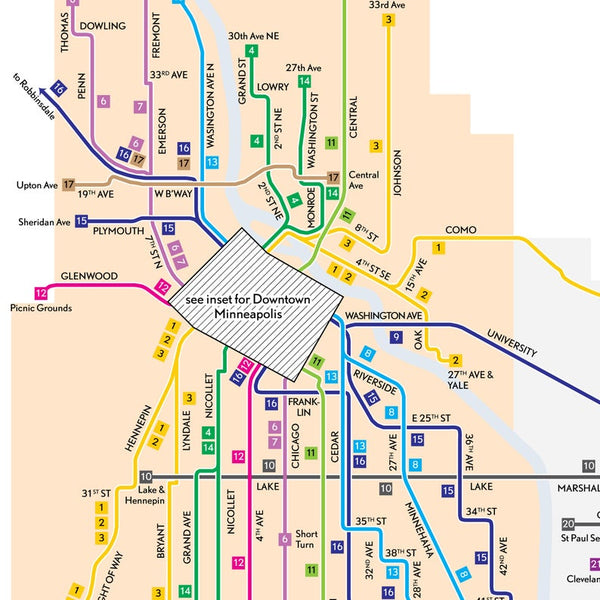 Twin City Rapid Transit map print, 1948