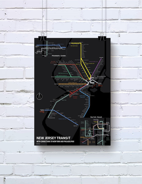 New Jersey passenger rail map print