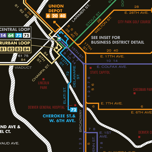 Denver Tramway Corporation system map, 1933