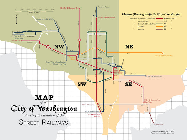 Washington, DC streetcar system map, June 1880