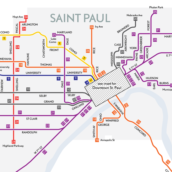Twin City Rapid Transit map print, 1948