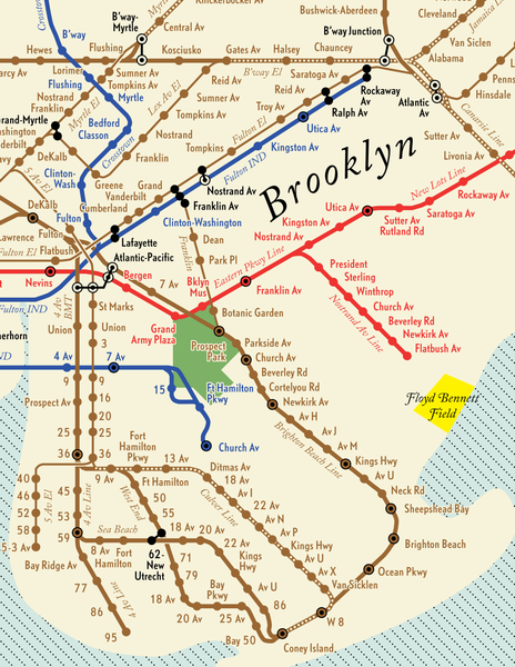 New York City Subway map print, 1939