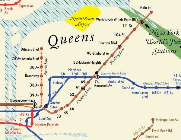 New York City Subway map print, 1939