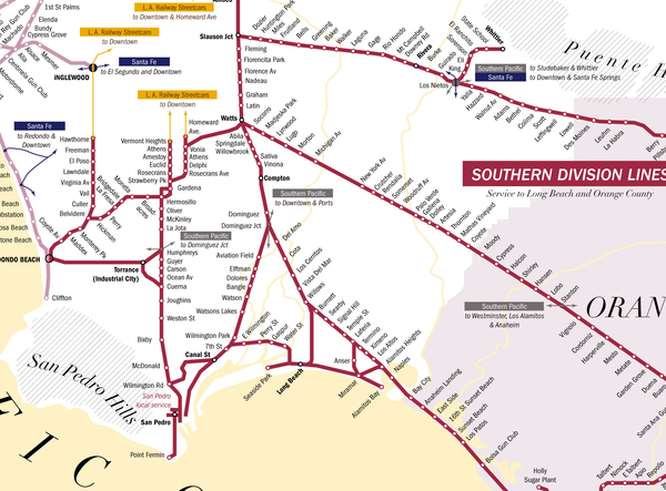 Los Angeles Pacific Electric Railway system map, 1912