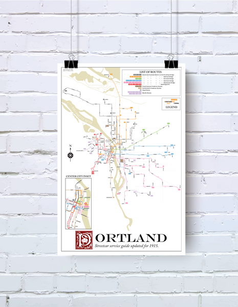 Portland Railway Light & Power streetcar system map, 1915