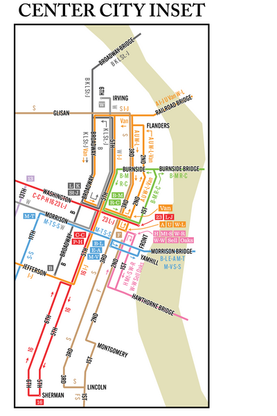 Portland Railway Light & Power streetcar system map, 1915