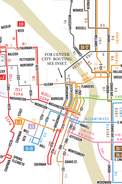 Portland Railway Light & Power streetcar system map, 1915