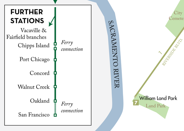 Sacramento streetcar system map, 1930