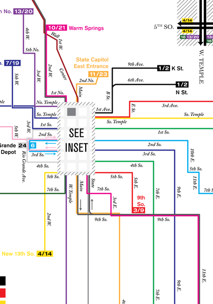 Salt Lake City streetcar system map, 1921