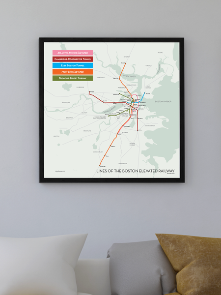 Boston Elevated Railway rapid transit map, 1925