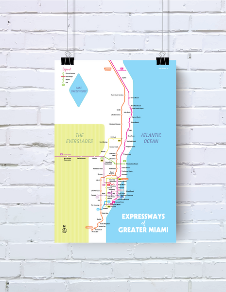 Miami expressway system map print