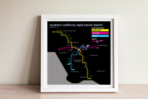 Los Angeles planned subway system map, 1968