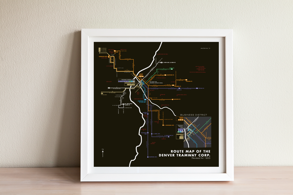 Denver Tramway Corporation system map, 1933