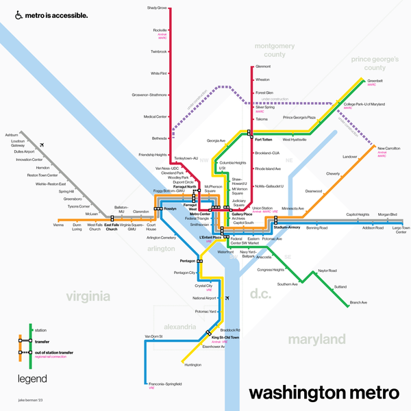 Washington Metro map print