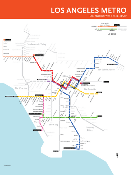 Los Angeles Metro map print, 2025