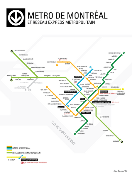 Montreal Metro map print