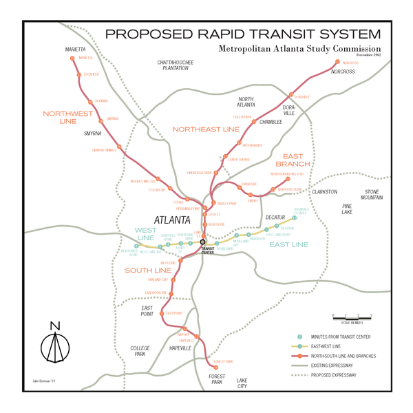 Atlanta MARTA System Map 1962 Plan 53 Studio