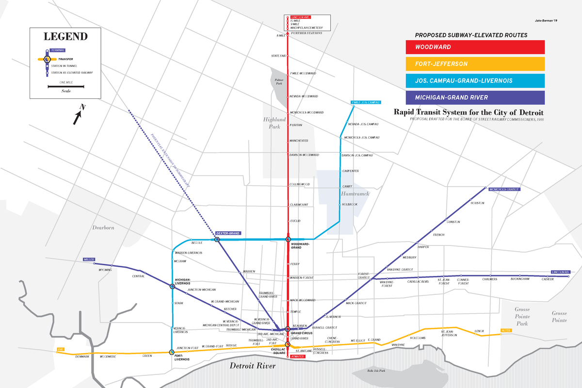 Detroit subway system proposal, 1918 – 53 Studio