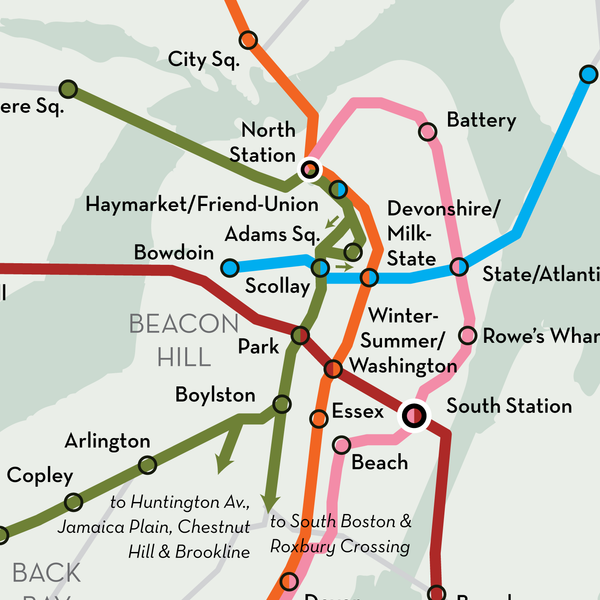 Boston Elevated Railway rapid transit map, 1925