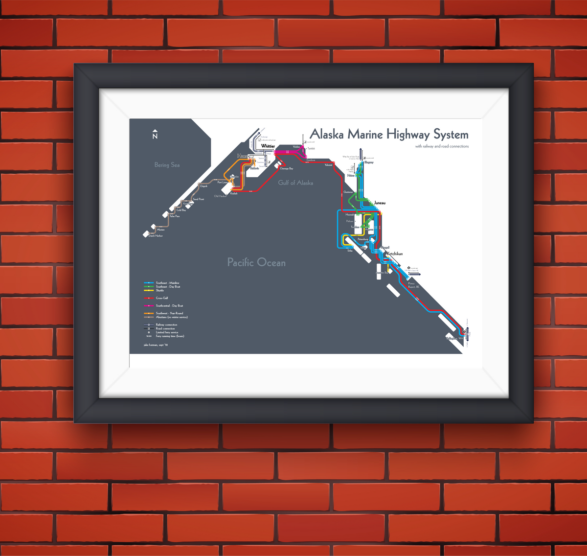 Alaska Marine Highway System map print – 53 Studio