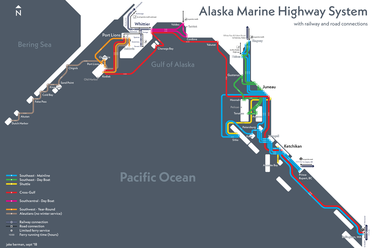 Alaska Marine Highway System map print – 53 Studio