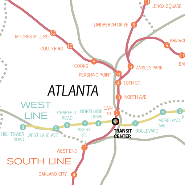 Atlanta MARTA system map, 1962 plan