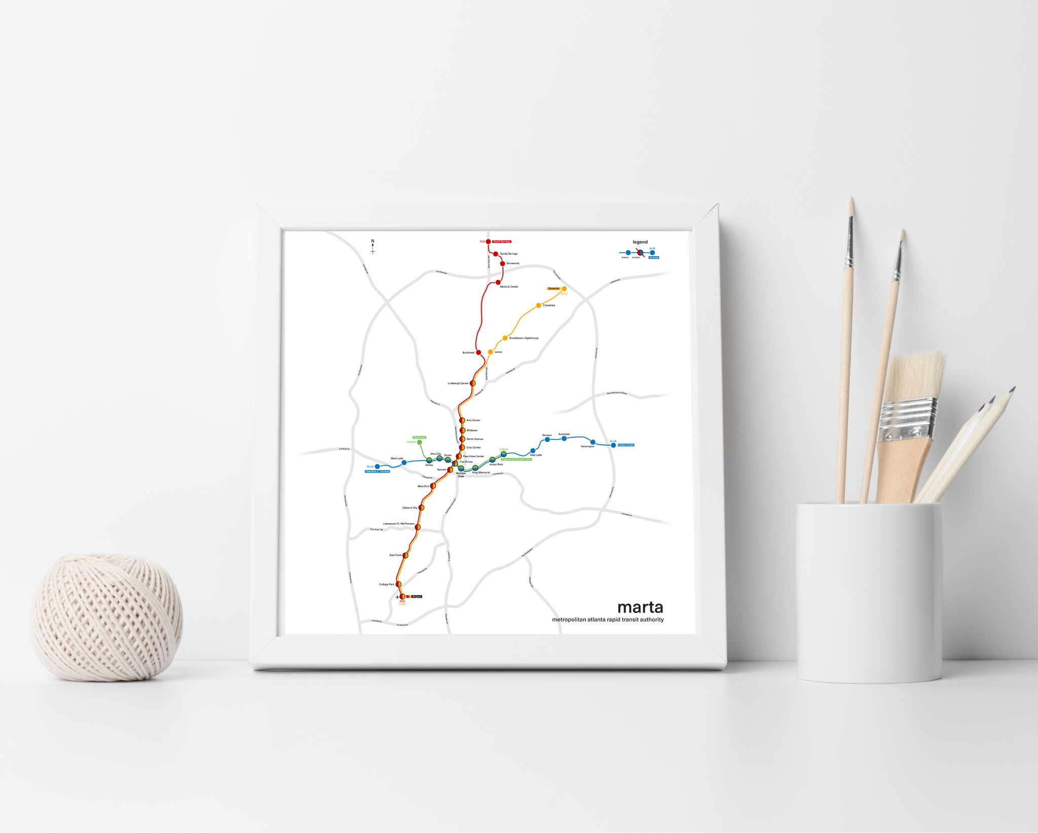 Atlanta MARTA System Map Print 53 Studio