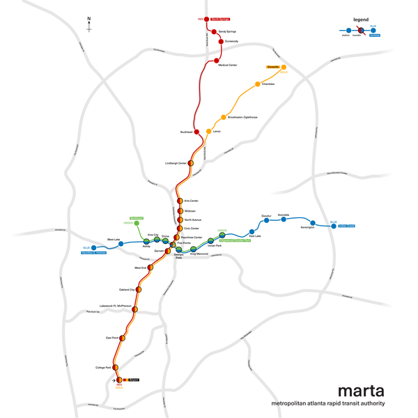 Atlanta MARTA system map print