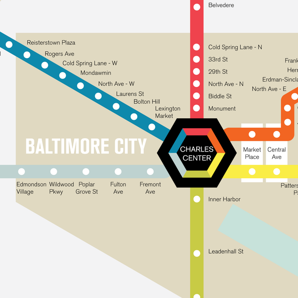 Baltimore proposed rapid transit system map, July 1968