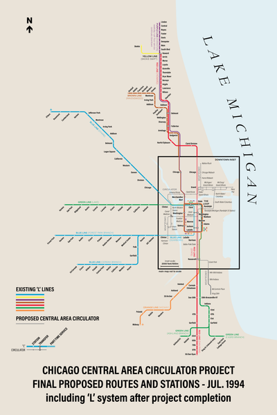 Chicago L and the Central Area Circulator project, 1994