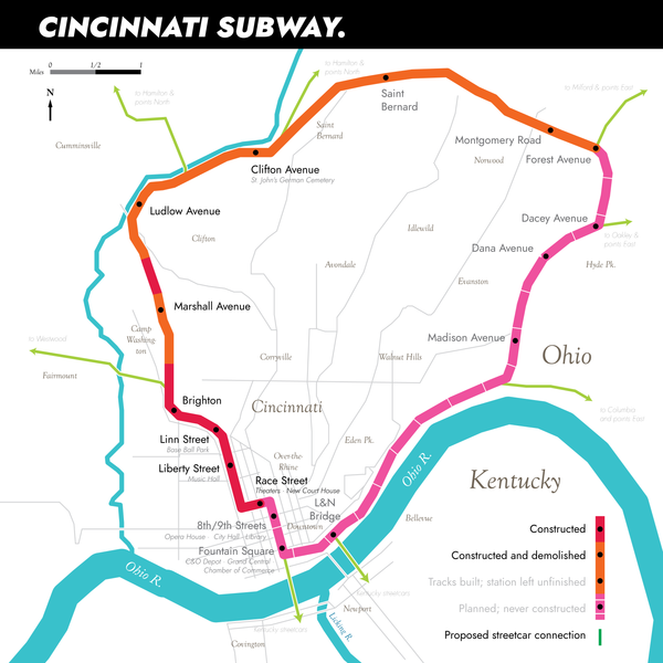 Cincinnati subway map print