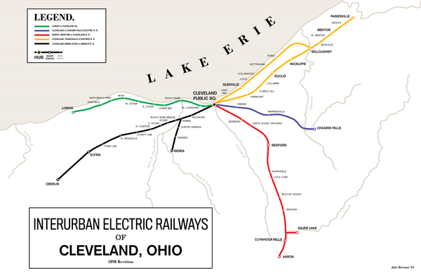 Cleveland Electric Interurban Railways map, 1898
