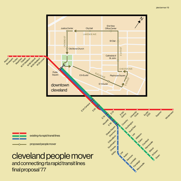 Cleveland proposed downtown people mover and connecting subways, 1977