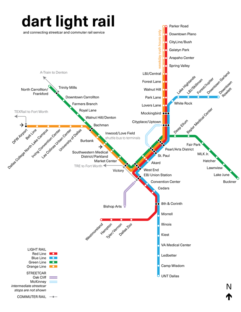 Dallas Bus Map Dart Orange Line Map