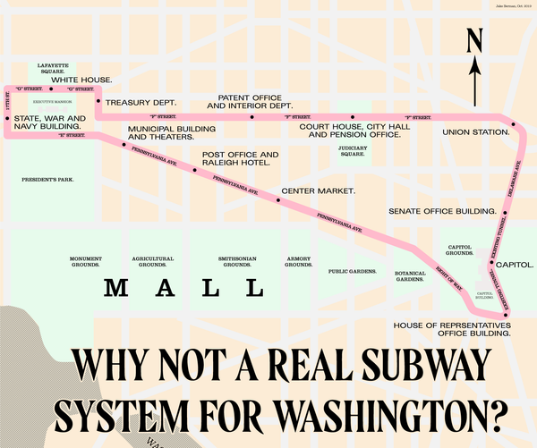 Washington, DC proposed subway map, 1909