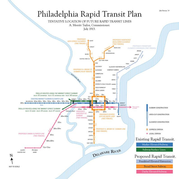 Philadelphia planned rapid transit map, 1913