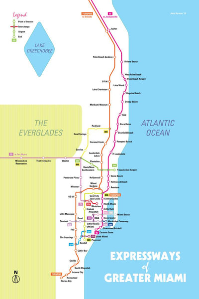Miami expressway system map print