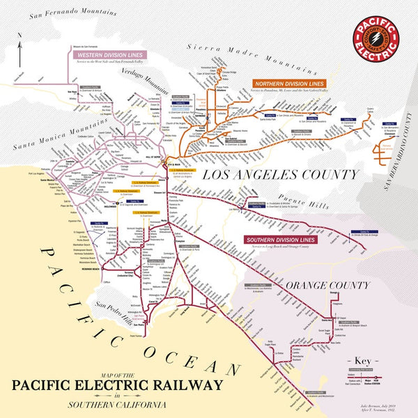 Los Angeles Pacific Electric Railway system map, 1912