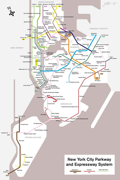New York City parkway and expressway system map