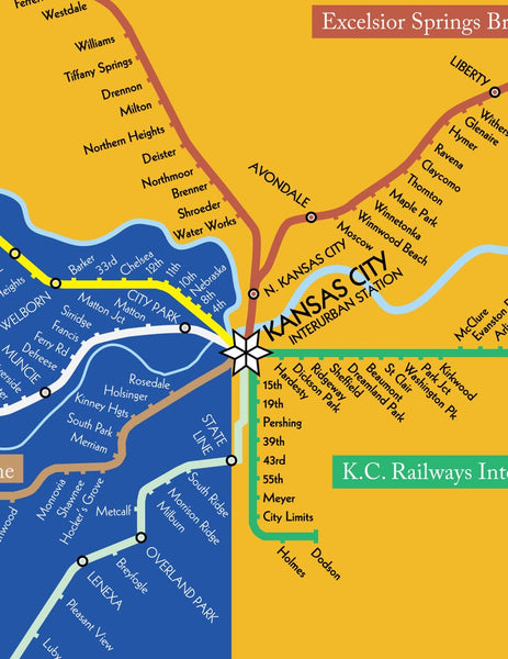 Kansas City Electric Interurban Railways map, 1924