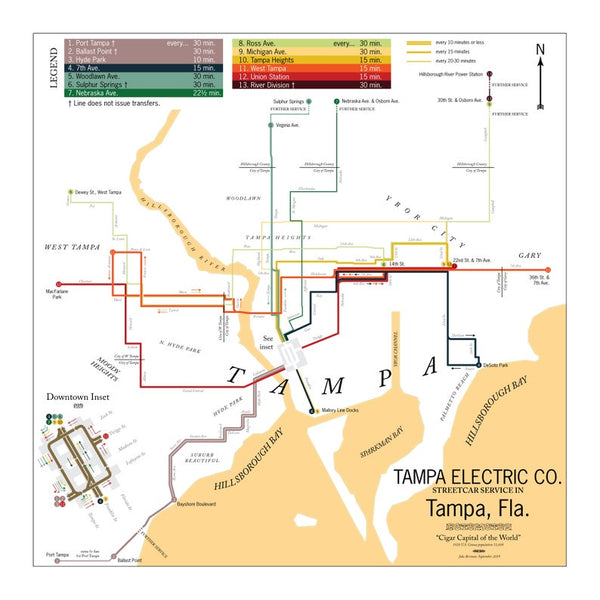 Tampa Electric Co. streetcar system map, 1920