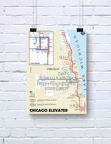 Chicago L map print, 1921