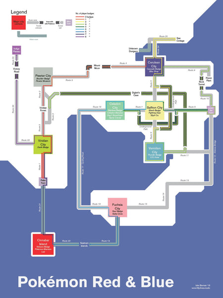 Map of Pokemon Red & Blue (Kanto)